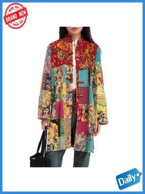 Boho Floral Patchwork Jacket Lightweight Spring Fall Coat